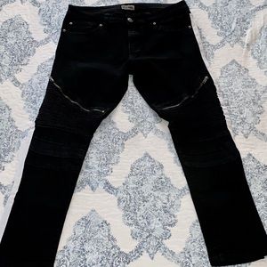 Rue21 Skinny Black Biker Jeans w/ Knee Zippers